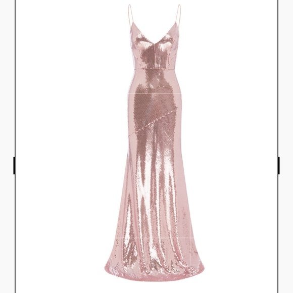 Alex Perry Pink Sequin Satin Crepe Gown